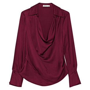 Symone Long Sleeve Cowl Neck Satin Top
