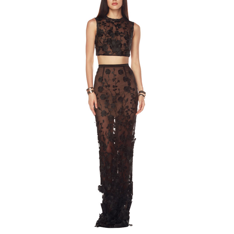 Jasmine Lace Crop Top And Skirt Set image number null