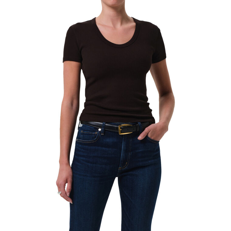 Maude Ribbed U-Neck Short Sleeve Tee image number null