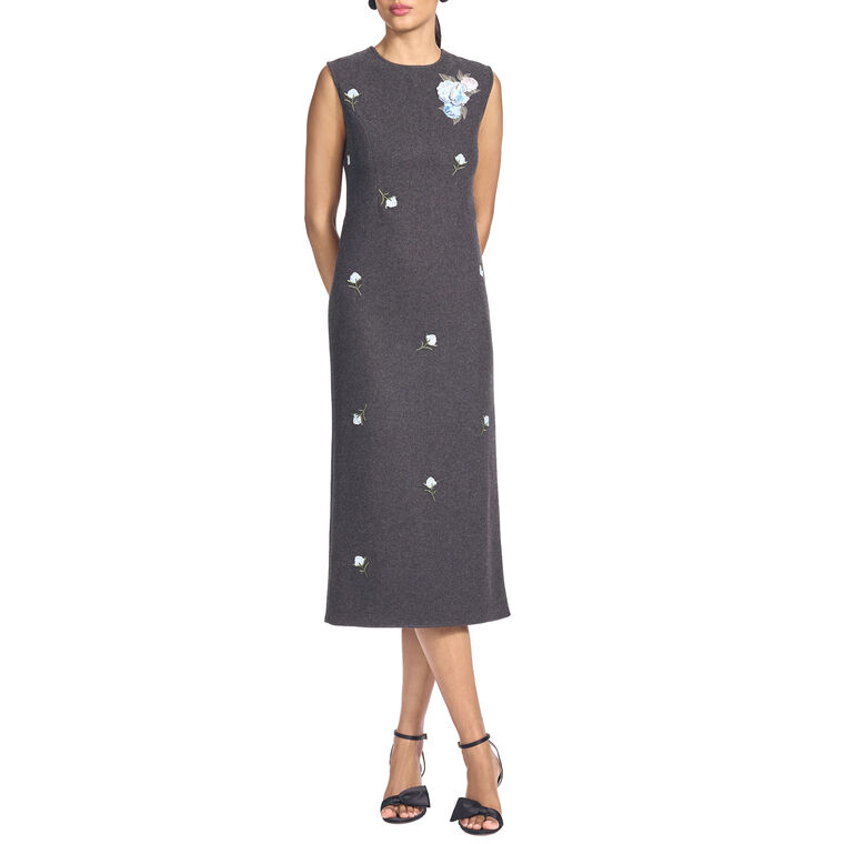 Asher Floral Knit Wool Midi Dress image number null