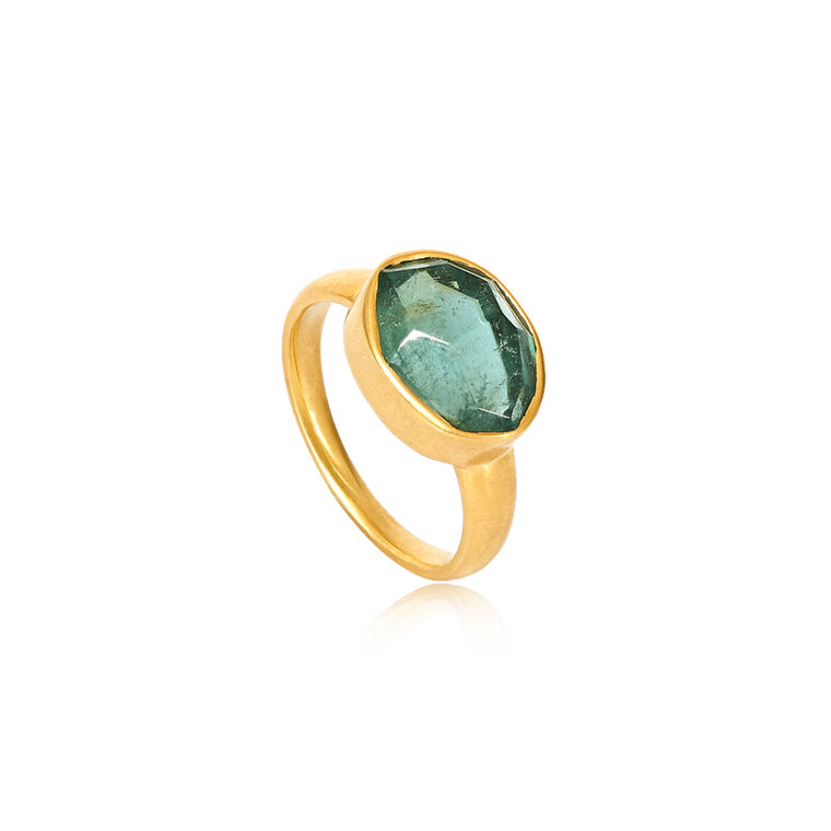 A New Day 18kt Gold and Teal Tourmaline Ring image number null