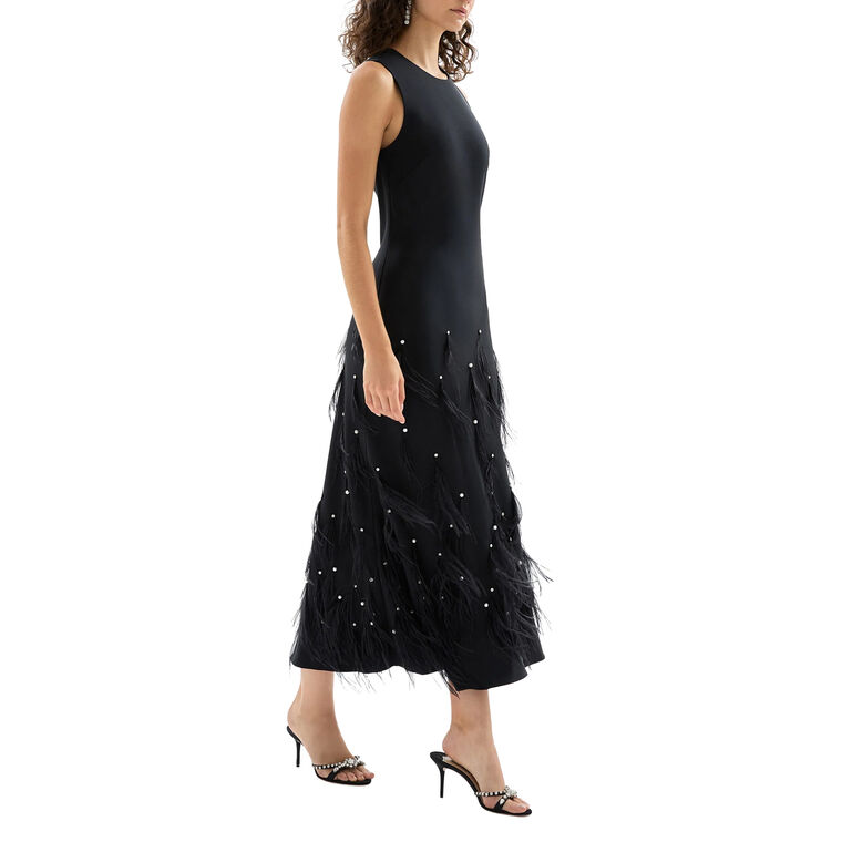 Laney Sleeveless Feather Midi Dress image number null
