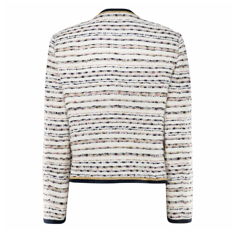Kiera Striped Tweed Collarless Jacket image number null