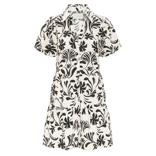 Havana Puff Sleeve V-Neck Mini Dress