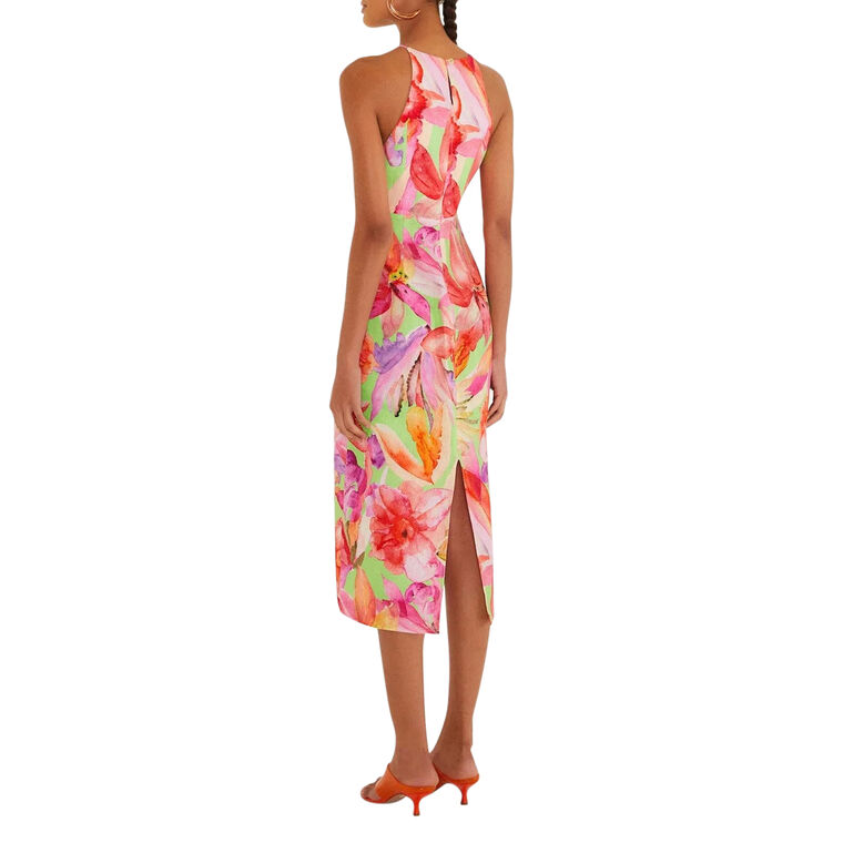 Sleeveless Multicolor Linen Midi Dress image number null