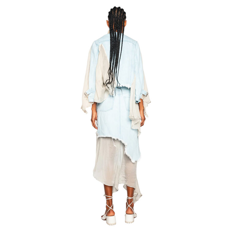 Denim Chiffon Midi Skirt image number null