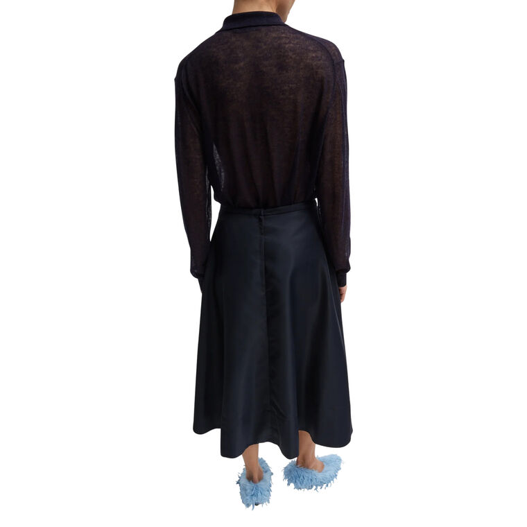 Sheer Sweater Polo Button Cardigan image number null