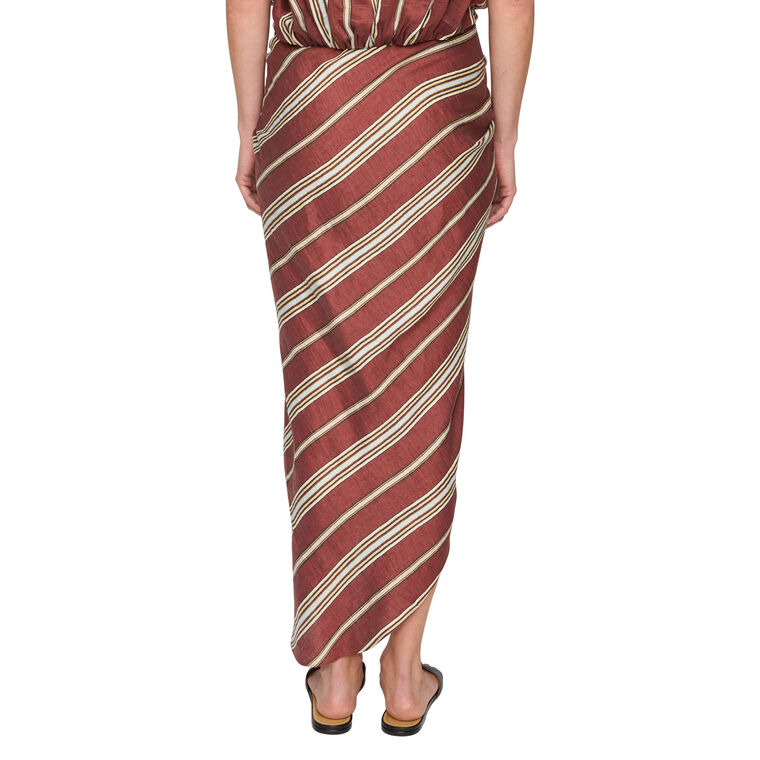Rhodes Striped Linen Midi Skirt image number null