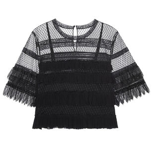 The Winter Mesh Short Sleeve Flounce Top