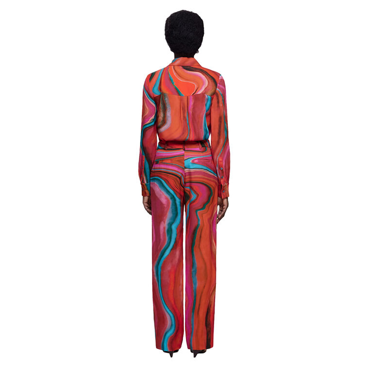 Classic Crepe Satin Printed Shirt With Crease Detail image number null