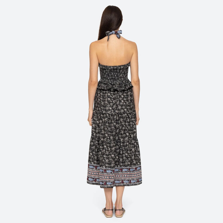 sea new york black everly embroidery halter dress Neck color:pink