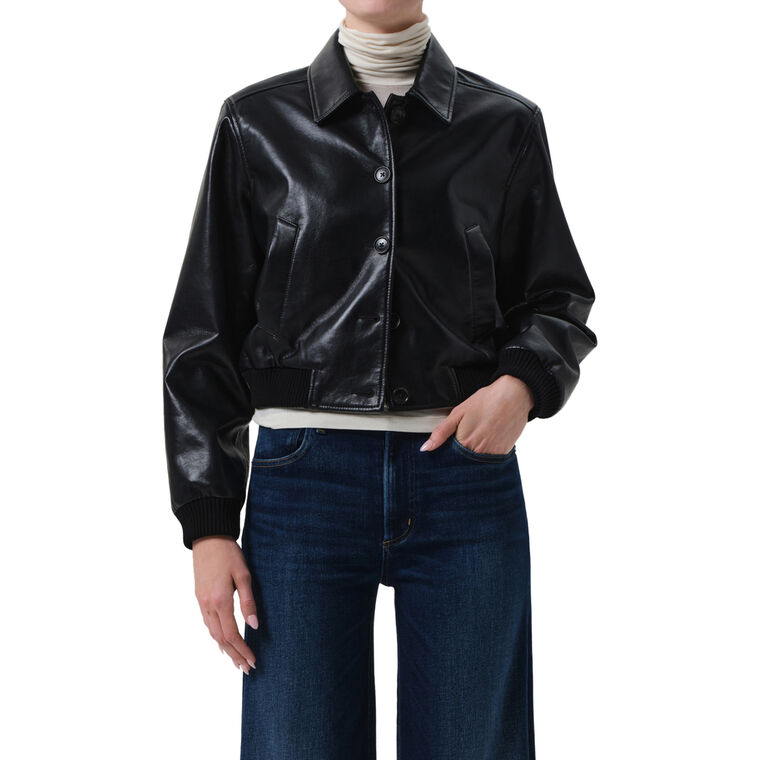 Lola Bomber Jacket In Recycled Leather image number null
