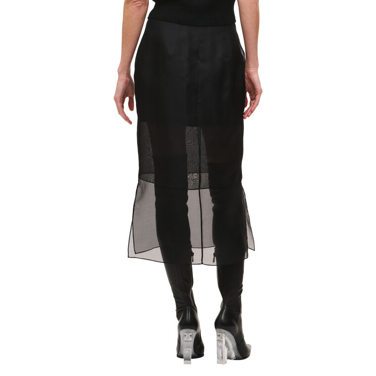 The Brett Pencil Skirt With Sheer Hem Panel image number null