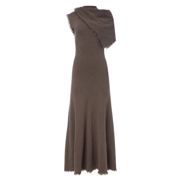 Fringe Hem Sleeveless Knit Dress image number null