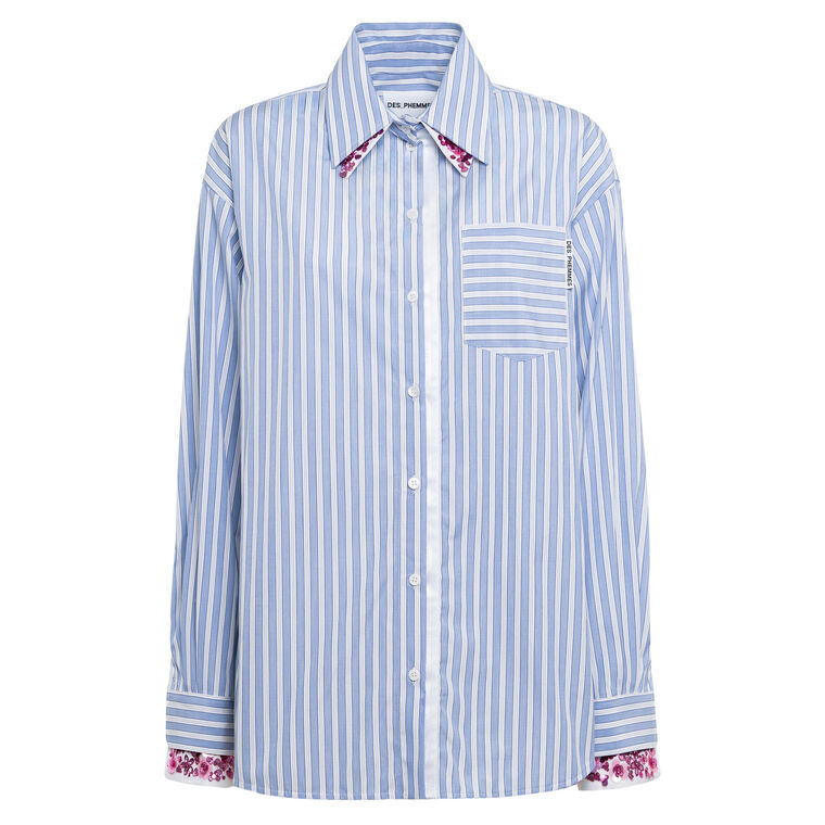 Oversized Pinstripe Button-Up Shirt image number null