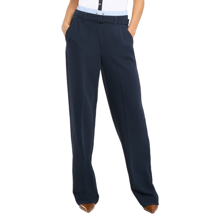 Aron Belted Straight-Leg Pant With Contrast Waist Band image number null