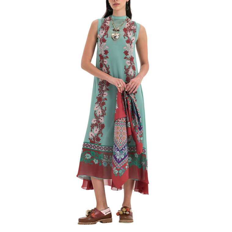 Maria Sleeveless Silk Midi Dress image number null