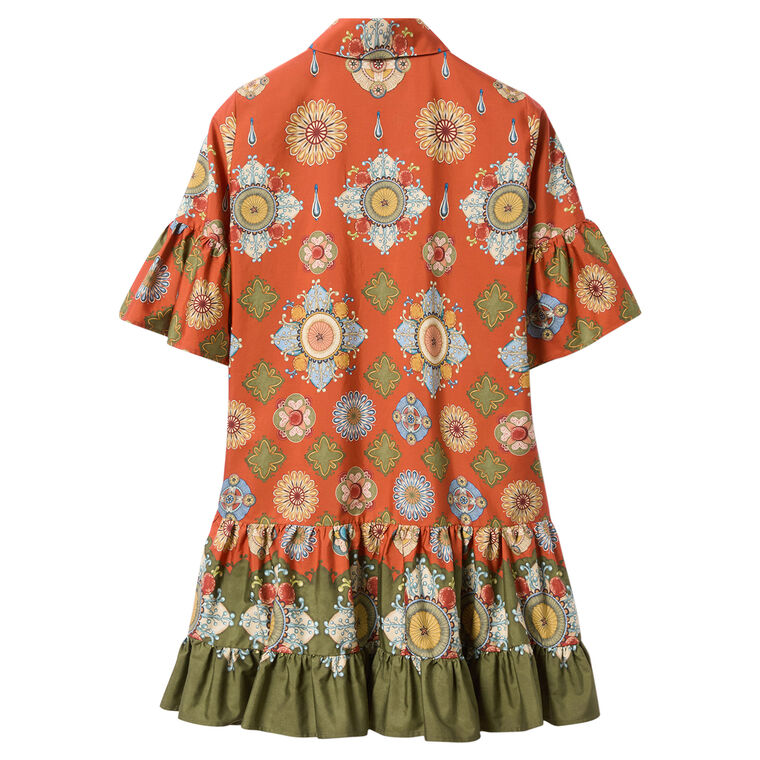 Choux Fluted Short Sleeve Mini Dress image number null