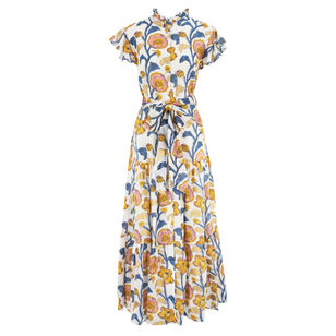 Ruffle Collar Button Maxi Dress