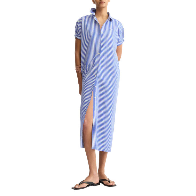 Emerson Short Sleeve Split Back Midi Shirt Dress image number null