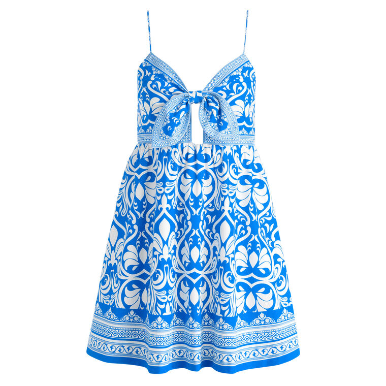 Melvina Tie Front Linen Babydoll Mini Dress image number null