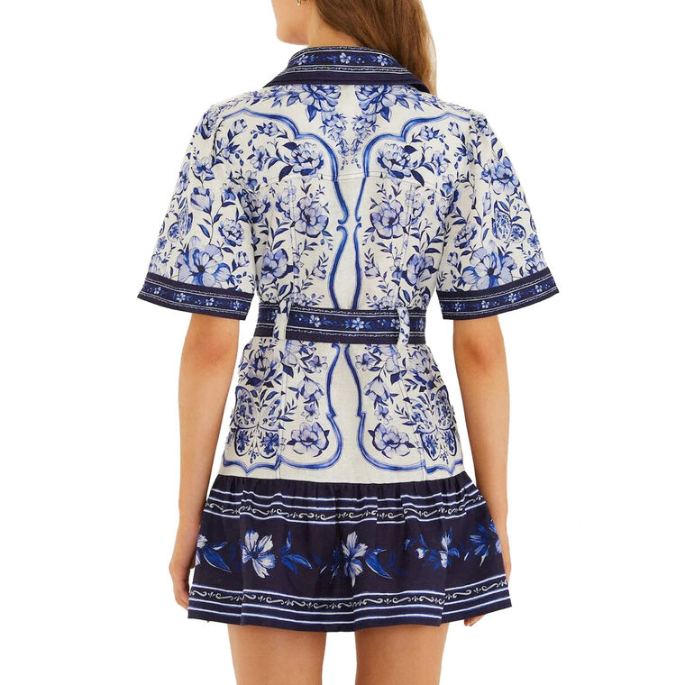Short Sleeve Belted Mini Dress image number null