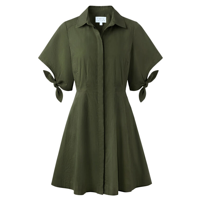 Corinna Short Sleeve Cotton Poplin Mini Dress image number null