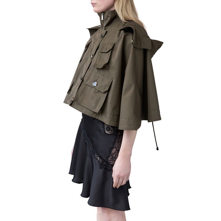 Cropped Twill Military Trench Cape image number null