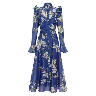 Katrina Butterfly Sleeve Belted Midi Dress