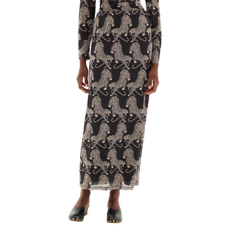 Striped Tigers Tulle Maxi Skirt image number null