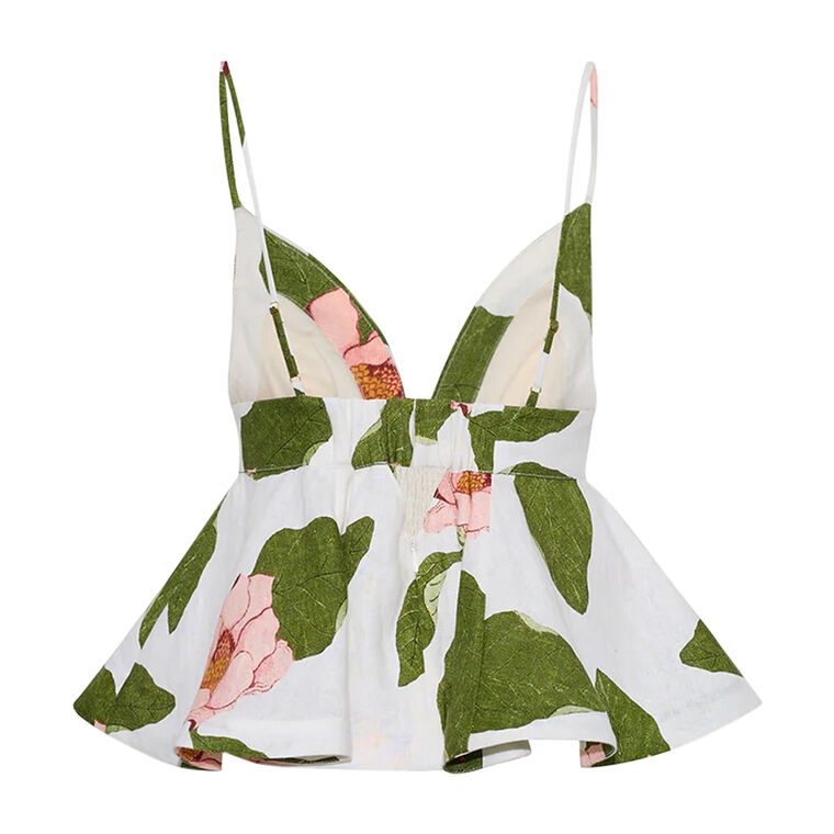 Avenue Sleeveless Linen Peplum Top image number null