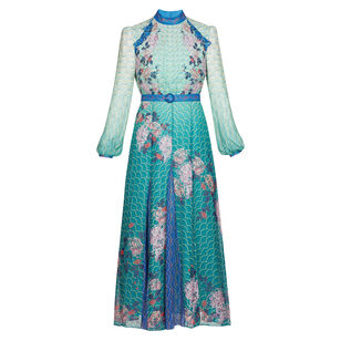 Jacqui B Long Sleeve Belted Midi Dress