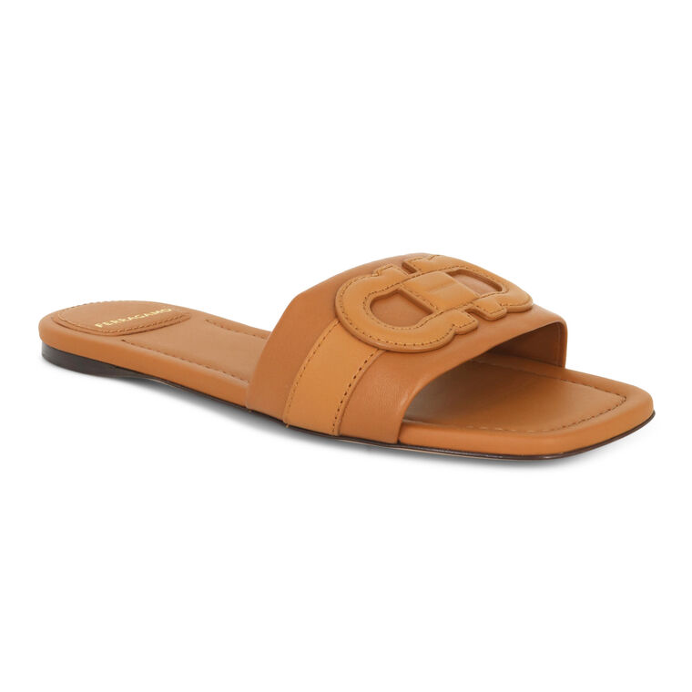 Gancini Leather Flat Slide Sandal image number null