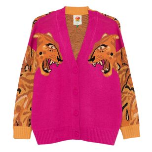 Bold Tiger Buttoned Knit Cardigan