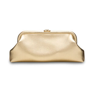 Skylar Frame Metallic Nappa Leather Clutch