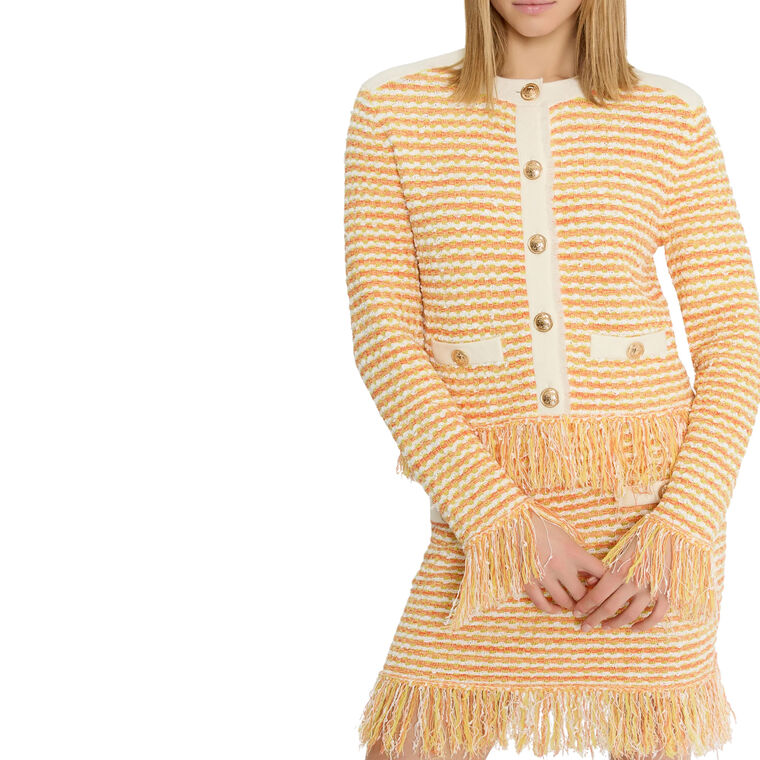 Textured Fringe Trim Cardigan image number null
