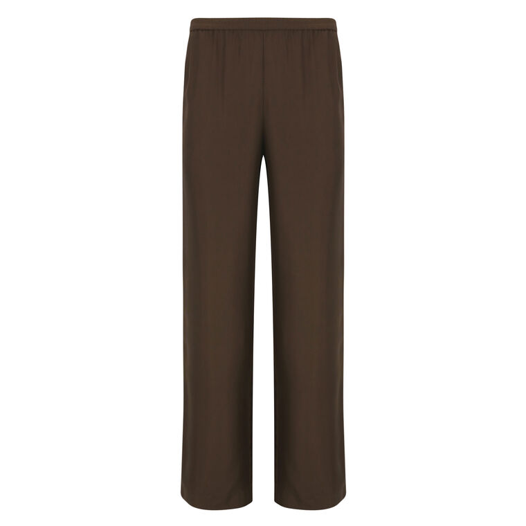 Alera Elastic Waist Straight-Leg Silk Pant image number null