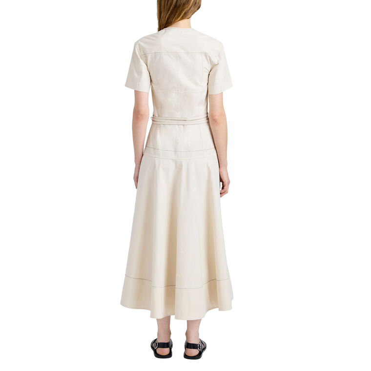 Elizabeth Short Sleeve Midi Dress In Solid Cotton image number null