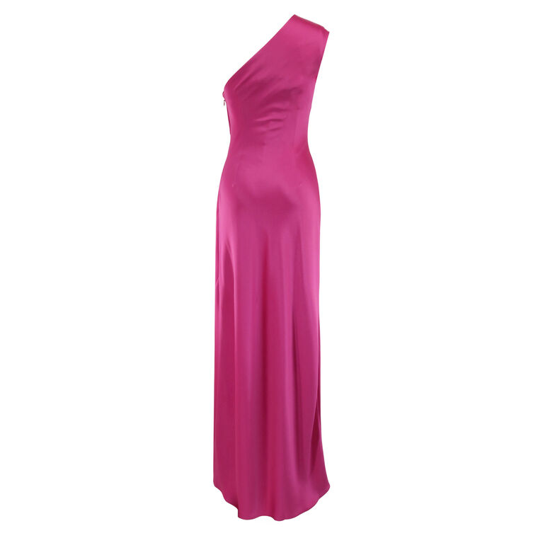 Werona One-Shoulder Sculptural Satin Maxi Dress image number null