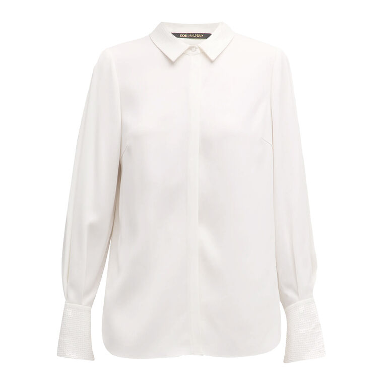 Linden Pleated Sequin-Embellished Blouse image number null