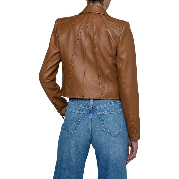 Dulcie Leather Whipstitch Blazer image number null