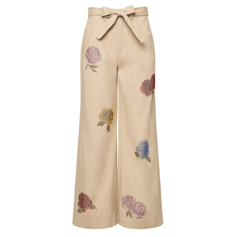 Heatset Roses Mylah Belted Wide-Leg Pant image number null