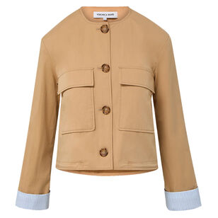 Gala Cropped Collarless Utility Jacket