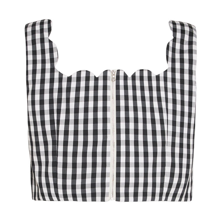 Mia Sleeveless Scalloped Gingham Crop Top image number null