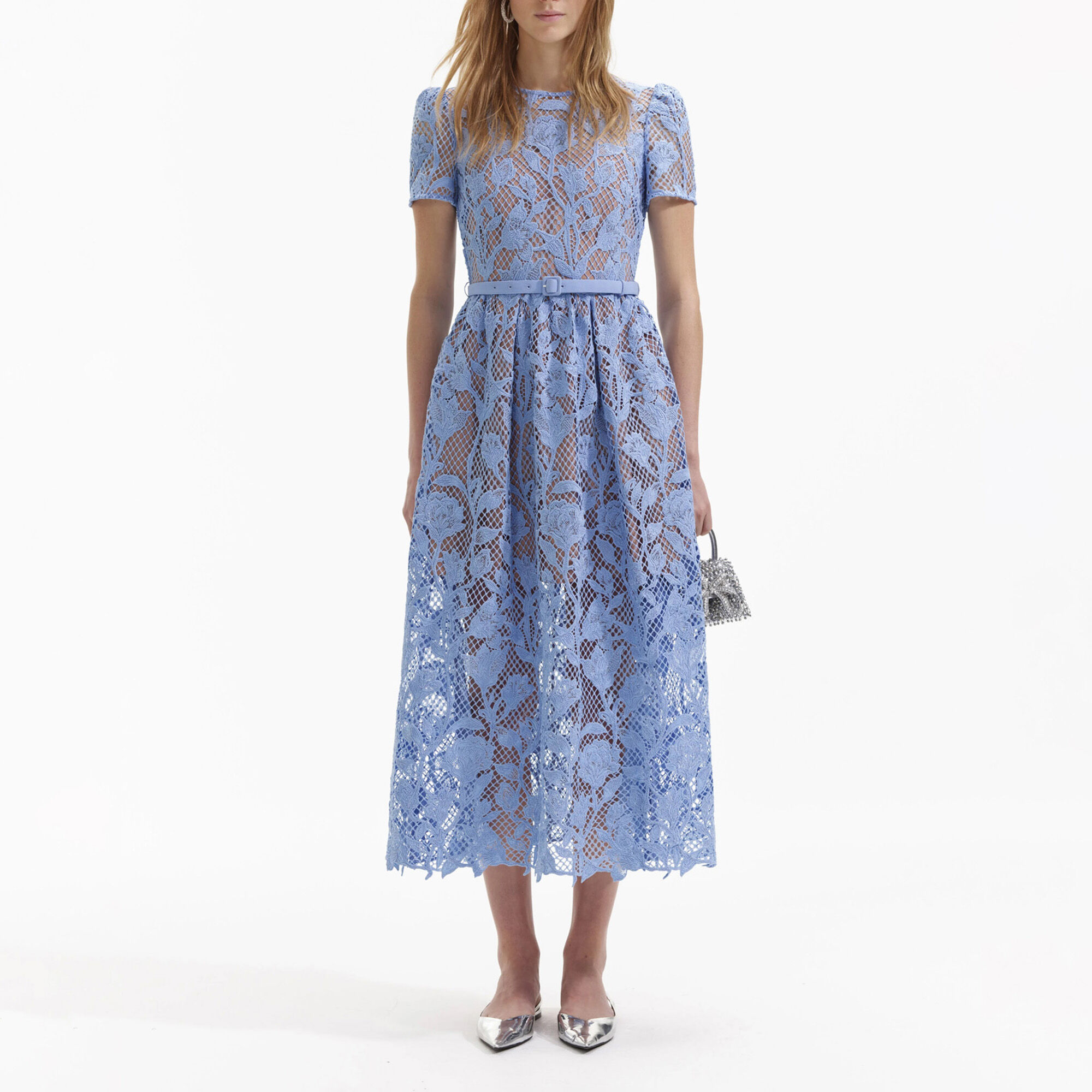 Self-Portrait Lily Mesh Lace A-Line Midi-Dress | Tootsies