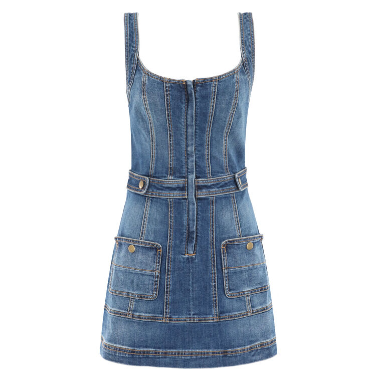 Karla Scoop Neck Denim Mini Dress image number null