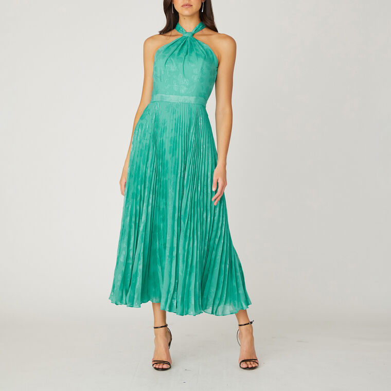 Melina Metallic Floral Pleated Dress image number null