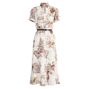 Kiera Belted Short Sleeve Horse Print Midi Dress