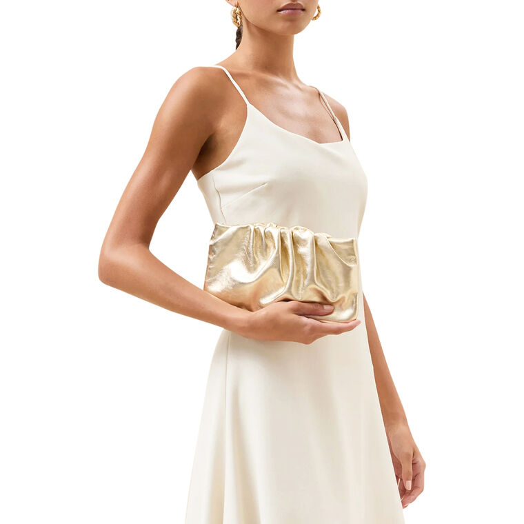 Serena Gathered Leather Clutch image number null