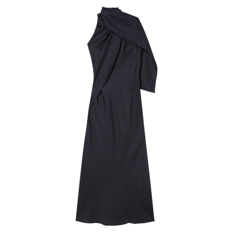 Sleeveless Silk Foulard Halter Dress image number null